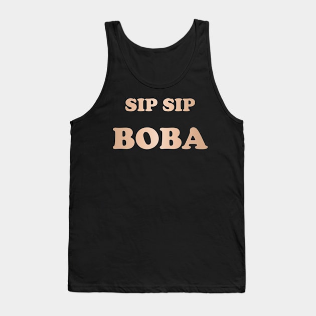 Sip Sip Boba in Rose Gold - Black Tank Top by Kelly Gigi